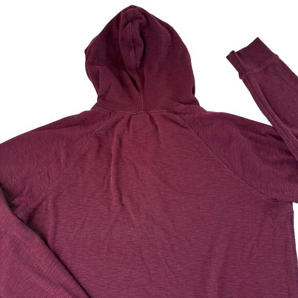 American Eagle Outfitters Mens Button Hoodie Maroon Burgundy Pullover Medium - Picture 14 of 14